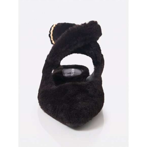 🎉LAST CHANCE🎉 FREE PEOPLE Faux Shearling Parisa Pointed Flat / Black Shearling - Picture 8 of 11